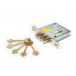 1.04.04 Замок врезной КРЕМЕНЬ никель, сувальдный стержни 3 шт. диаметр 12мм