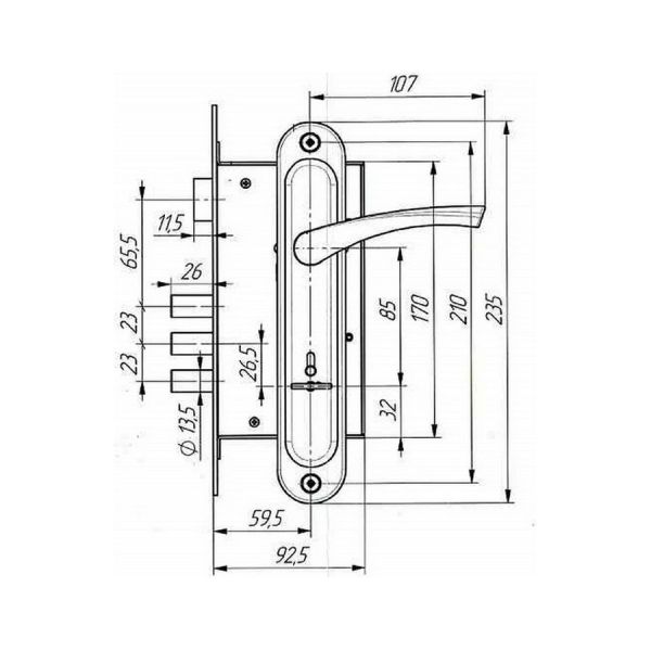 Замок врезной ЗВ9-6-01  (хром) (10)РФ