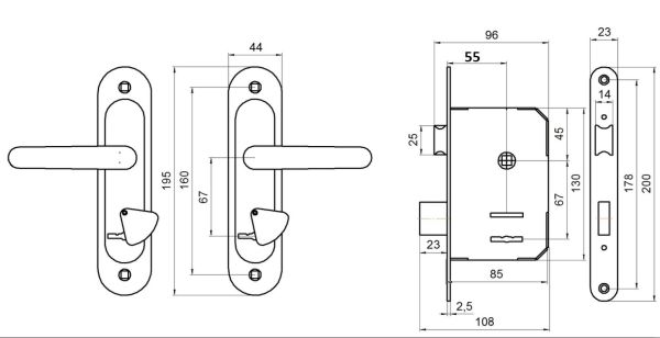 Замок врезной Абсолют ЗВ9.2-08 (Бронза)