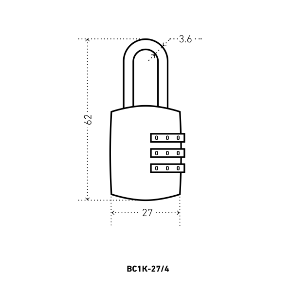АЛЛЮР ВС1К-27/4 (F5) синий кодовый d=4мм Замок навесной НОВИНКА (192,12) Китай