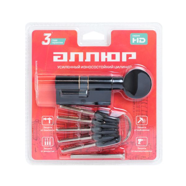 АЛЛЮР HD FG 60-5К BLACK (30x30G) черный перф.кл/верт Цилиндровый механизм (60,10) Киатй