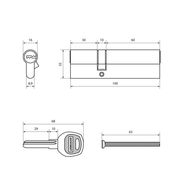 АЛЛЮР DL-01 100 (30х10х60) BP перекод.5+2 перфокл. Цилиндровый механизм (40,10) Китай