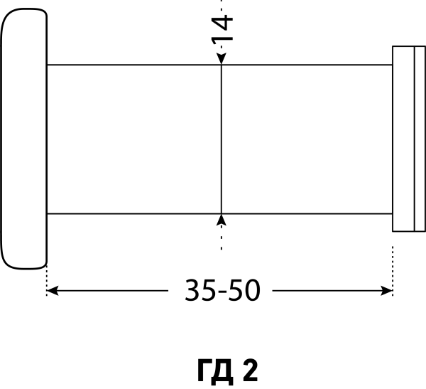 АЛЛЮР ГД-2 БШт 35-50мм d=14мм золото Глазок дверной (600,12) Китай