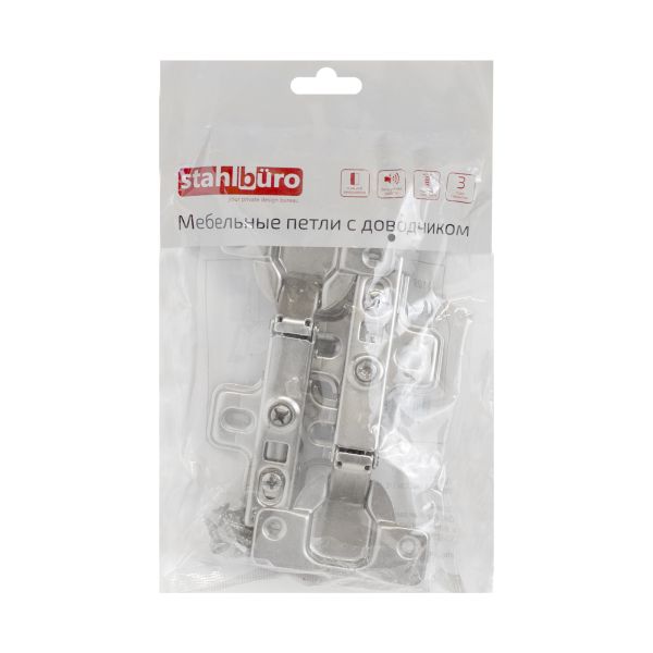 StahlBuro 1109 Clip-On 2шт., хром.Петля мебельная накладная с доводчиком  (100)