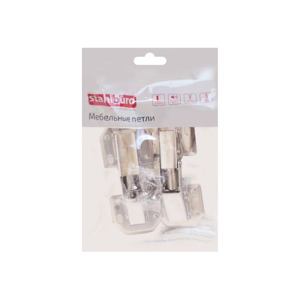 StahlBuro 104*44 (большая) А-8 (8-шарнирная) 2шт., хром. Петля мебельная без врезки (100) (50)