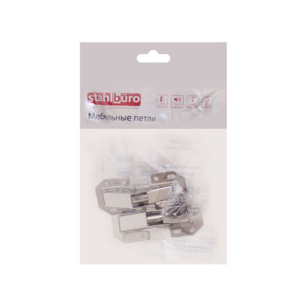 StahlBuro 78*33 (малая) А-8 (8-шарнирная) 2шт., хром. Петля мебельная без врезки (250) (125)