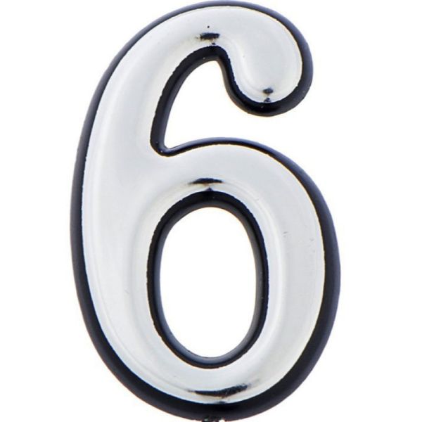 Цифра дверная АЛЛЮР пластик "6" хром(3000,100,20) Китай