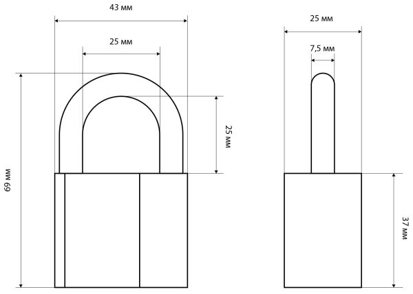 СТАНДАРТ AL-750 d7,5мм Европакет Замок навесной  Китай