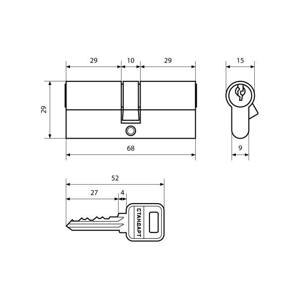 СТАНДАРТ для замков 103/50,132/50 кл/кл GPлат70мм Цилиндровый механизм Китай