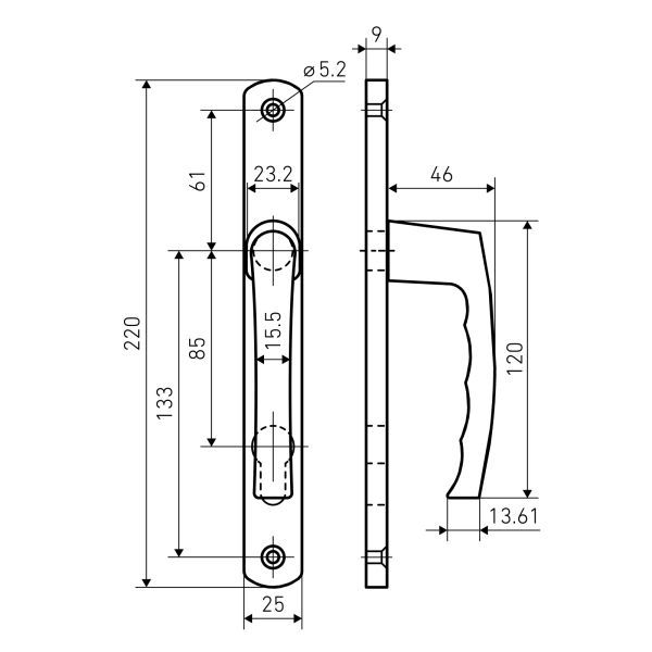 БУЛАТ РФ 85.25.01.7024 УРАЛ-М графит с пружин. м/о 85 "под пальчики" для узкопр. Комплект ручек (30)