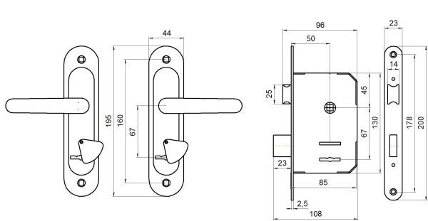 Замок врезной Абсолют ЗВ9.2-07 (Медь)