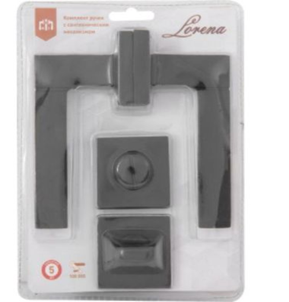 Комплект ручек Lorena 147BI/70 (черный, механизм L70+завертка)