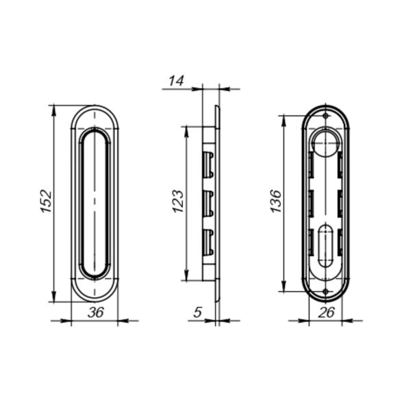 Защелка с ручками для раздвижных дверей Soft LINE SL-011 SN