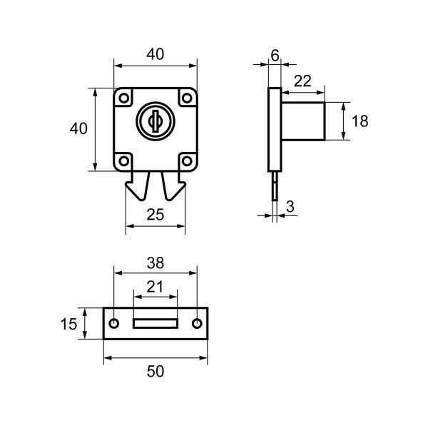StahlBuro 6202 для шкафов-купе замок мебельный (240,12)