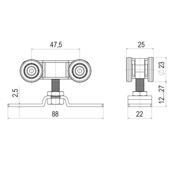Комплект роликов для раздвижных дверей SLD.SoftLine.SET.rollers/55-4 (Soft LINE 55/4)