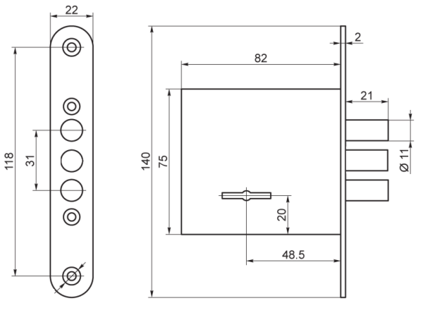 Замок врезной Абсолют ЗВ8-4А/3 РФ