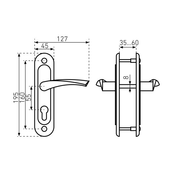 9673 Птимаш ЗВ4-3.07 (ЗВ4-0623) бронза м/о 55 Замок врезной с/руч (10) РФ