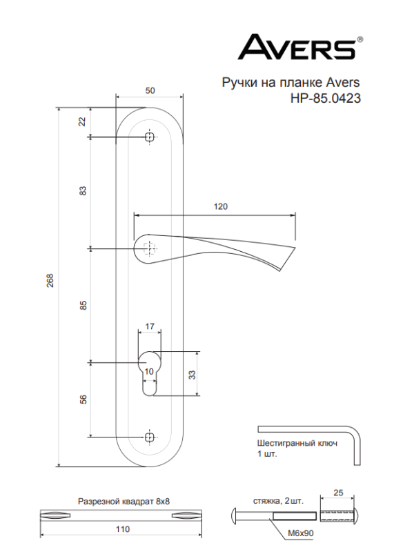 Ручки на планке Avers HP-85.0423-BLM