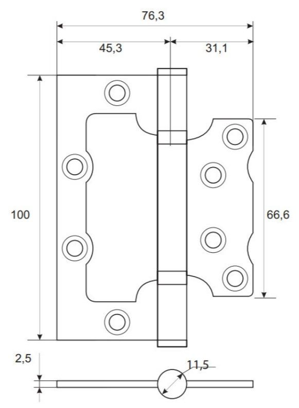 Петля накладная LS 100*75*2,5-SN(мат. никель)