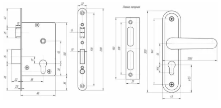 Замок врезной Омега ЗВ4.2-02 (коричневый) РФ