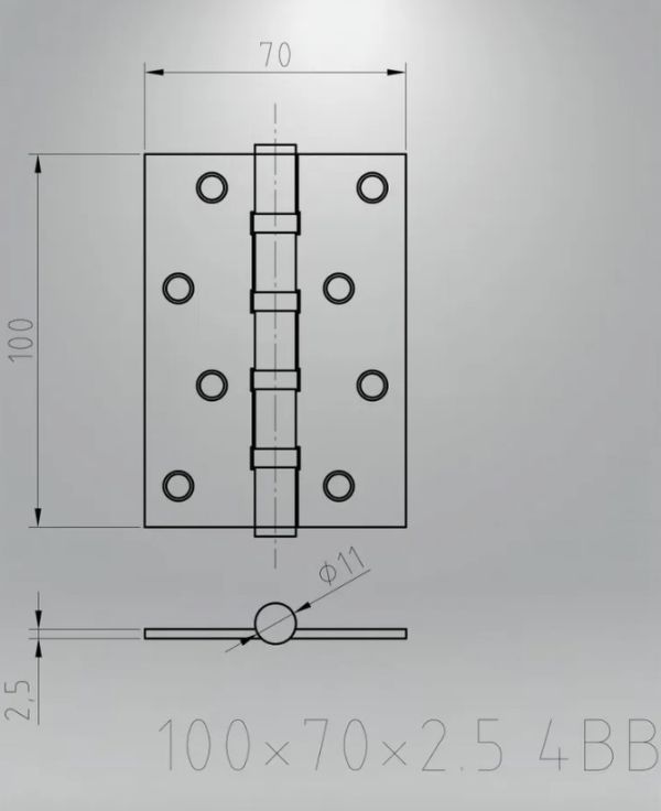 Петля 100*70*2,5  SN ARSENAL LEFT, ник.Китай 1 шт