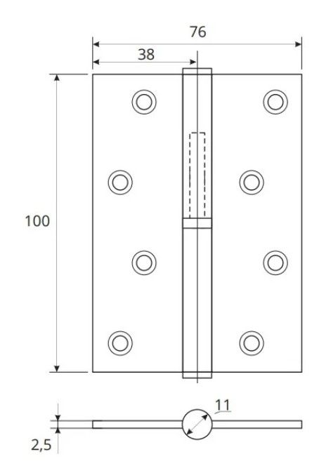 Петля врезная LS 100*75*2,5-АВ(бронза)