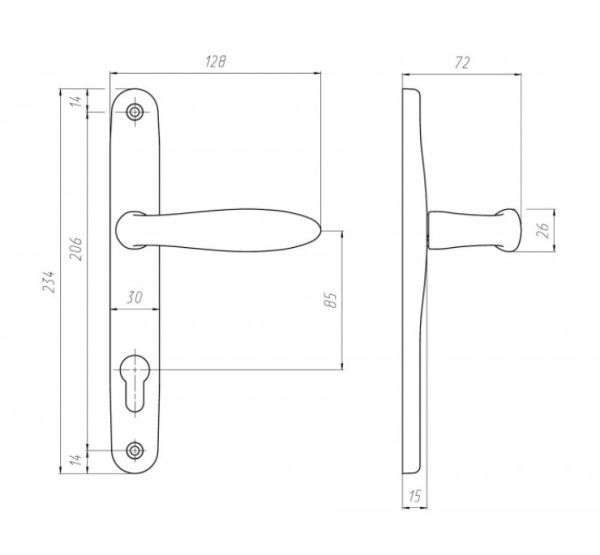 Ручки для дверных блоков НГ 85.70.30.04 7016 (антрацит) (25)