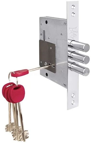 Замок врезной Kale Kilit 257L B:60 CR (хром) (5 keys 75 mm) 257L0000035